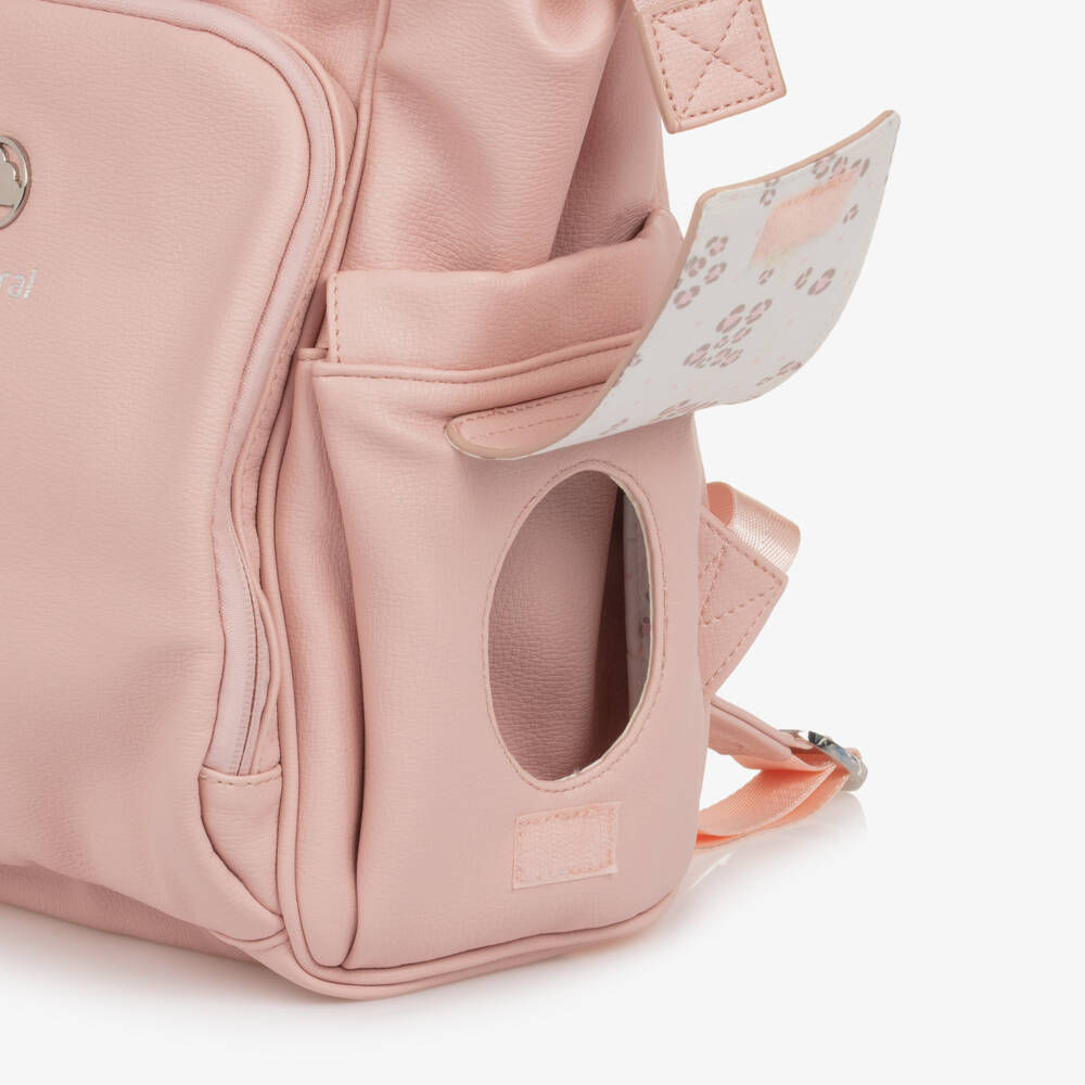 Mayoral-Pink Grained Faux Leather Changing Backpack (38cm) | Childrensalon