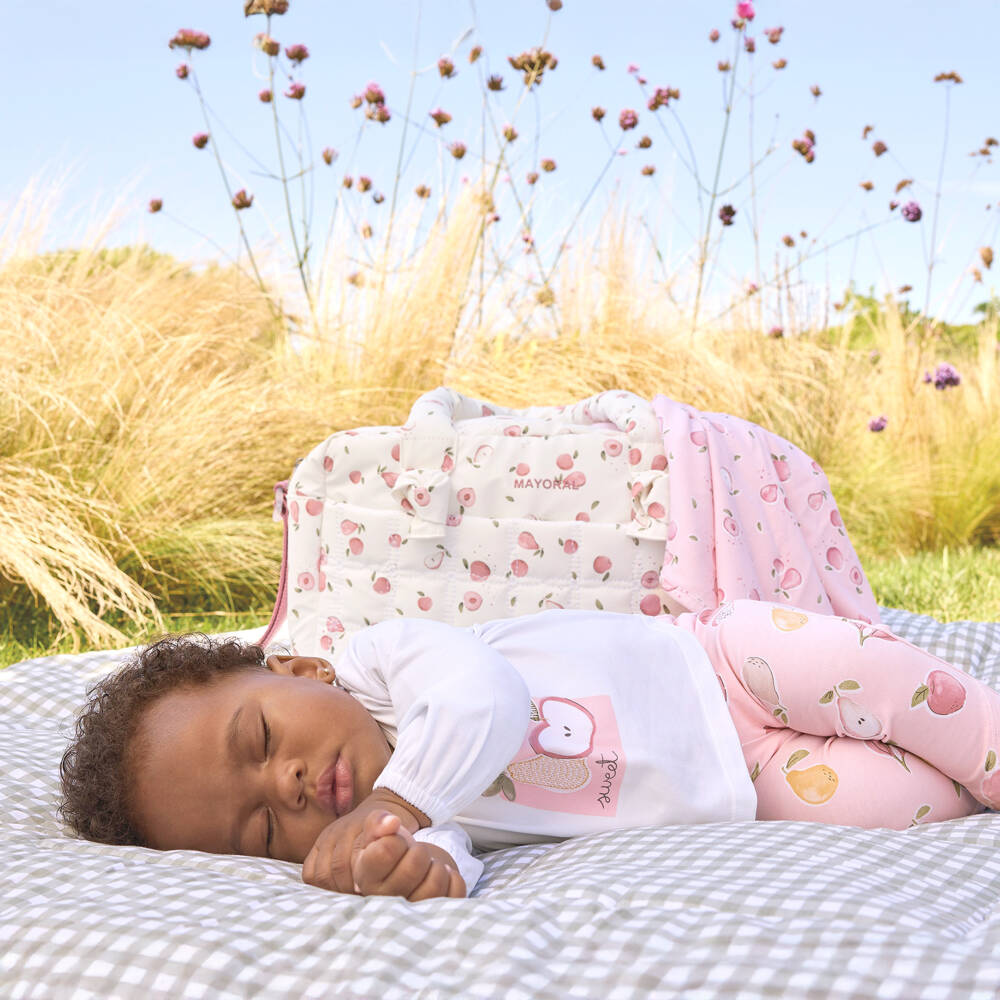 Mayoral Newborn-Pink Jersey Blanket with Peach & Pear Prints (90cm) | Childrensalon
