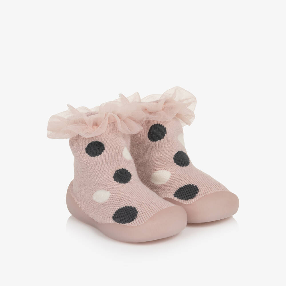 Mayoral Для новорожденных-Pink Non-Slip Baby Slipper Socks | Childrensalon
