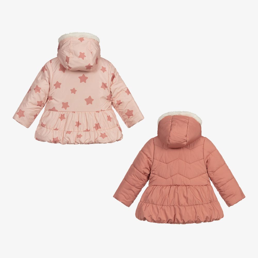 Mayoral Newborn-معطف أطفال بناتي بوجهين لون زهري | Childrensalon