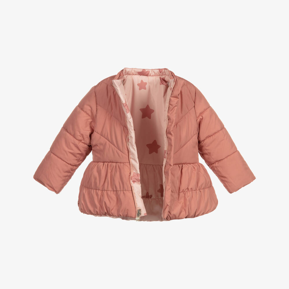 Mayoral Newborn-Pink Reversible Stars Coat | Childrensalon