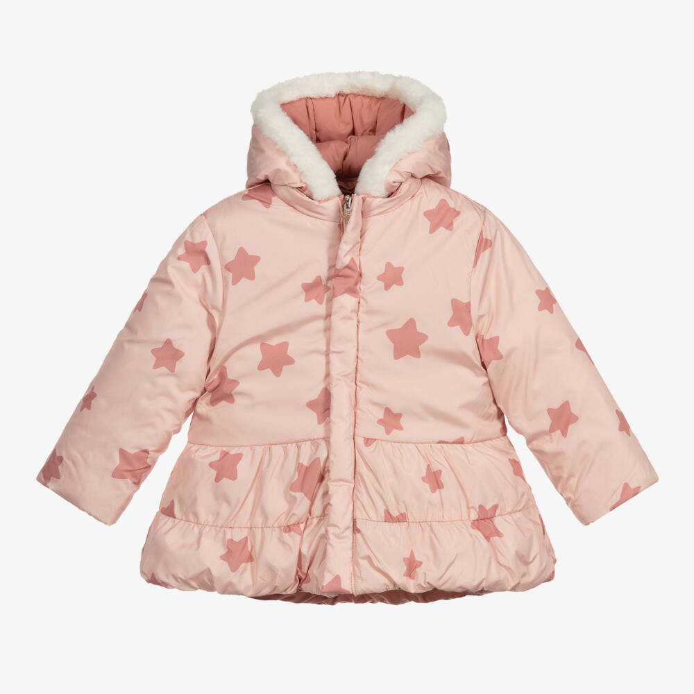 Mayoral Newborn-Pink Reversible Stars Coat | Childrensalon