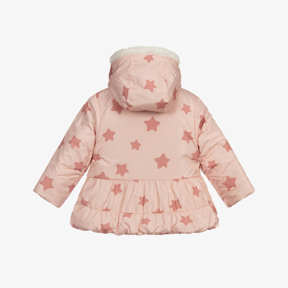 Mayoral Newborn-Pink Reversible Stars Coat | Childrensalon