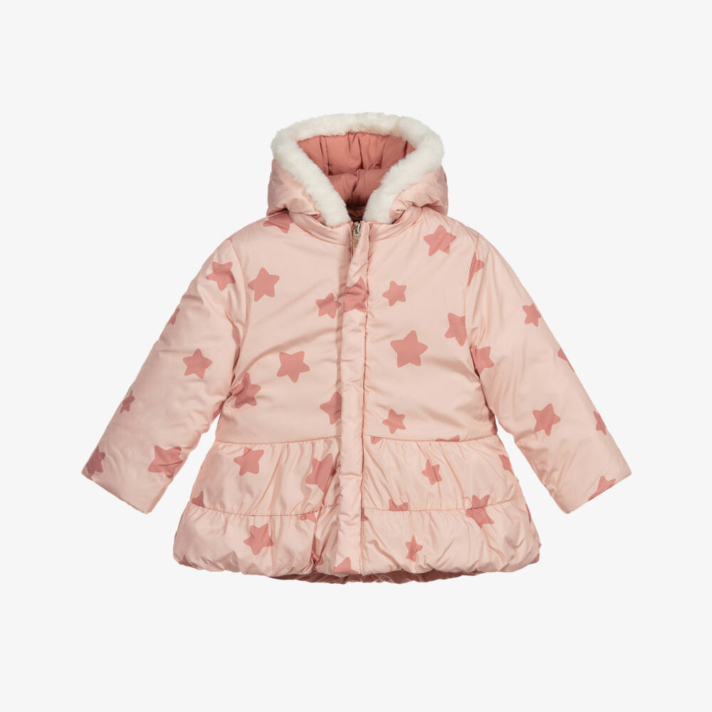 Mayoral Newborn-Pink Reversible Stars Coat | Childrensalon