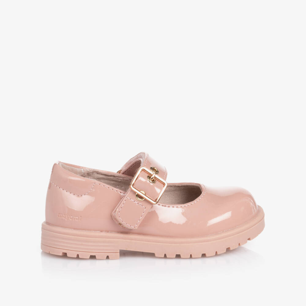 Mayoral-Toddler Girls Pink Patent Bar Shoes with Chunky Sole | Childrensalon