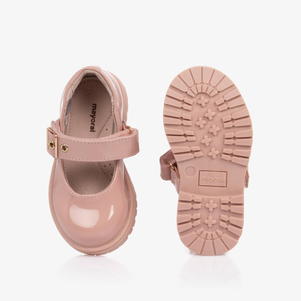Mayoral-Toddler Girls Pink Patent Bar Shoes with Chunky Sole | Childrensalon