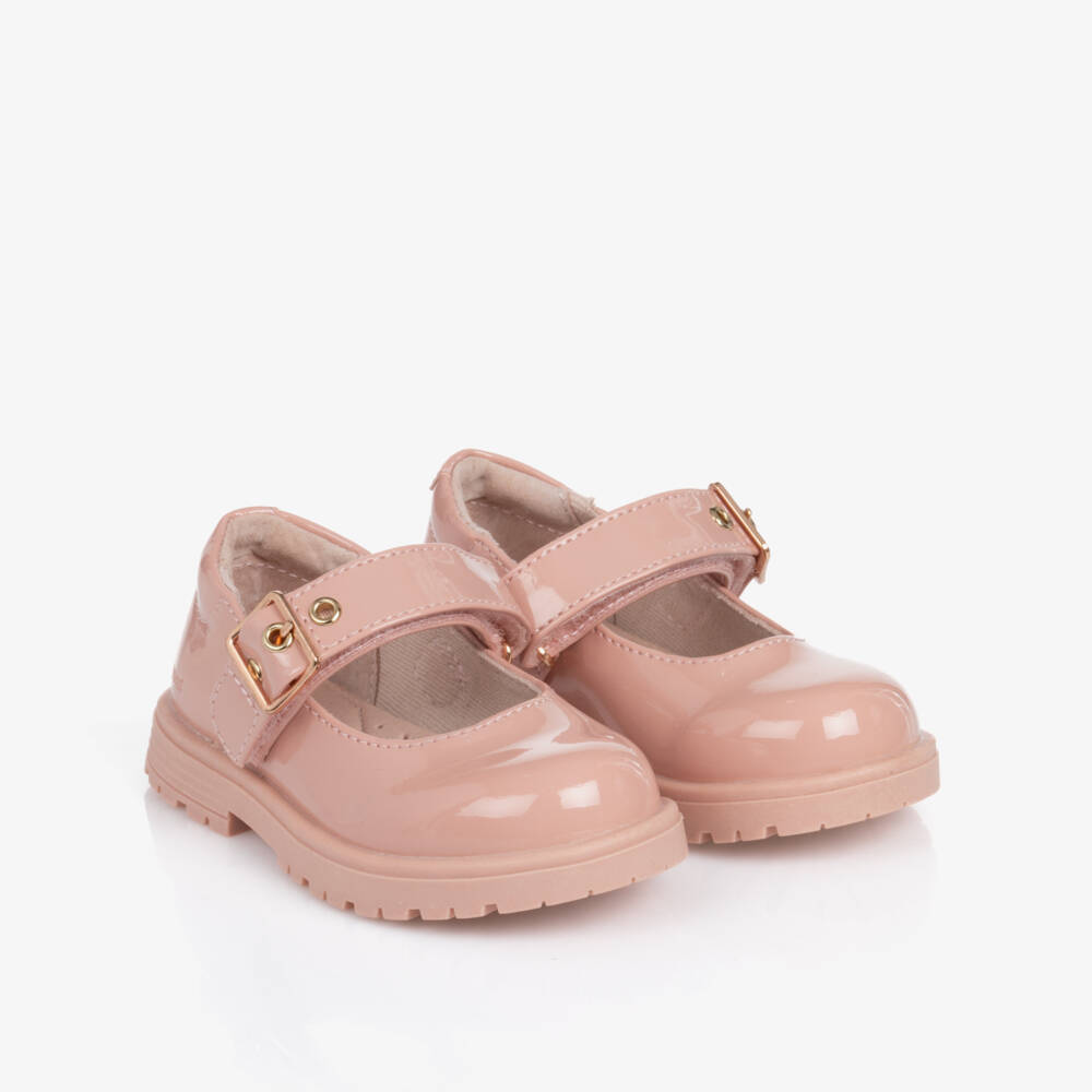 Mayoral-Toddler Girls Pink Patent Bar Shoes with Chunky Sole | Childrensalon