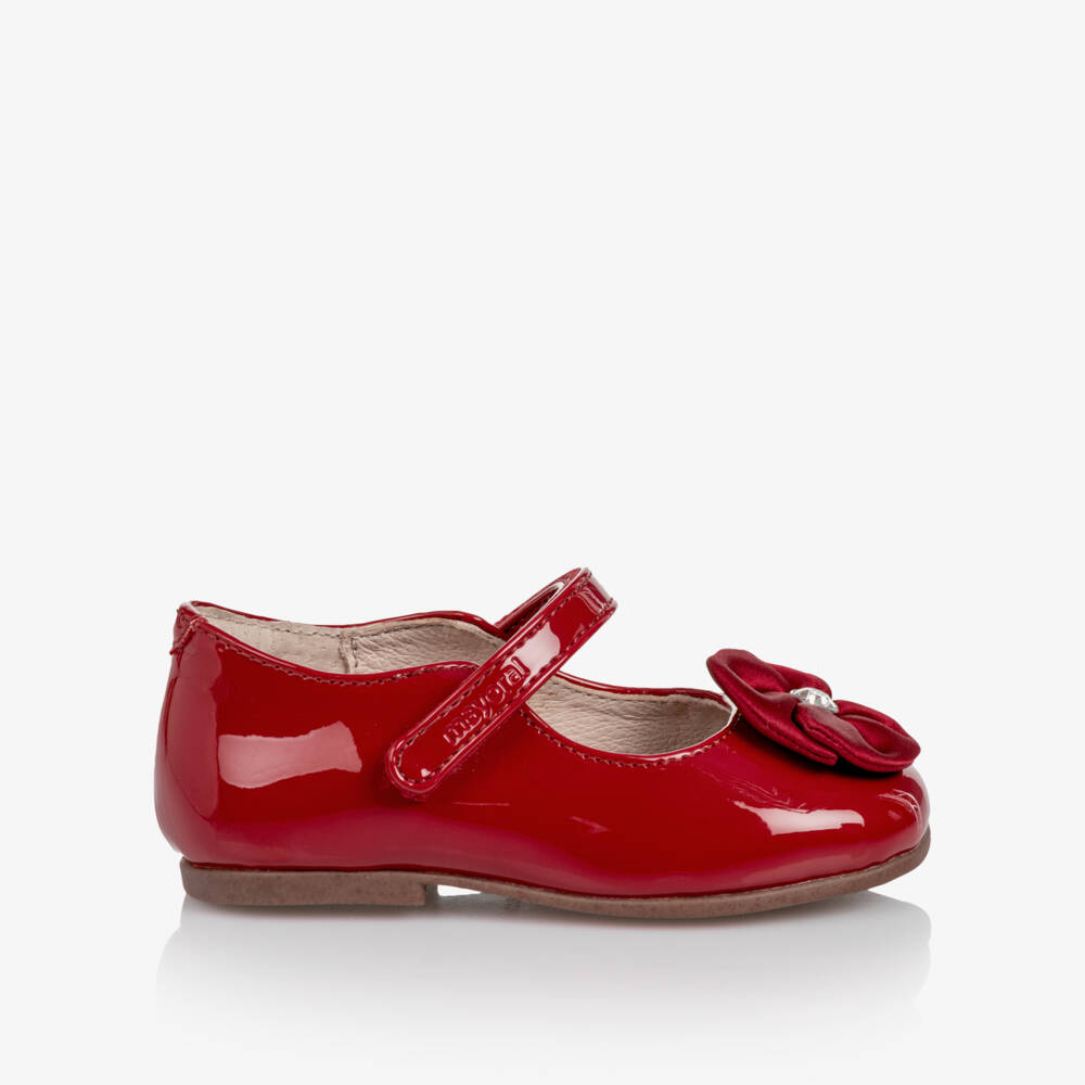Mayoral-Toddler Girls Red Patent Shoes with Embellished Flower | Childrensalon