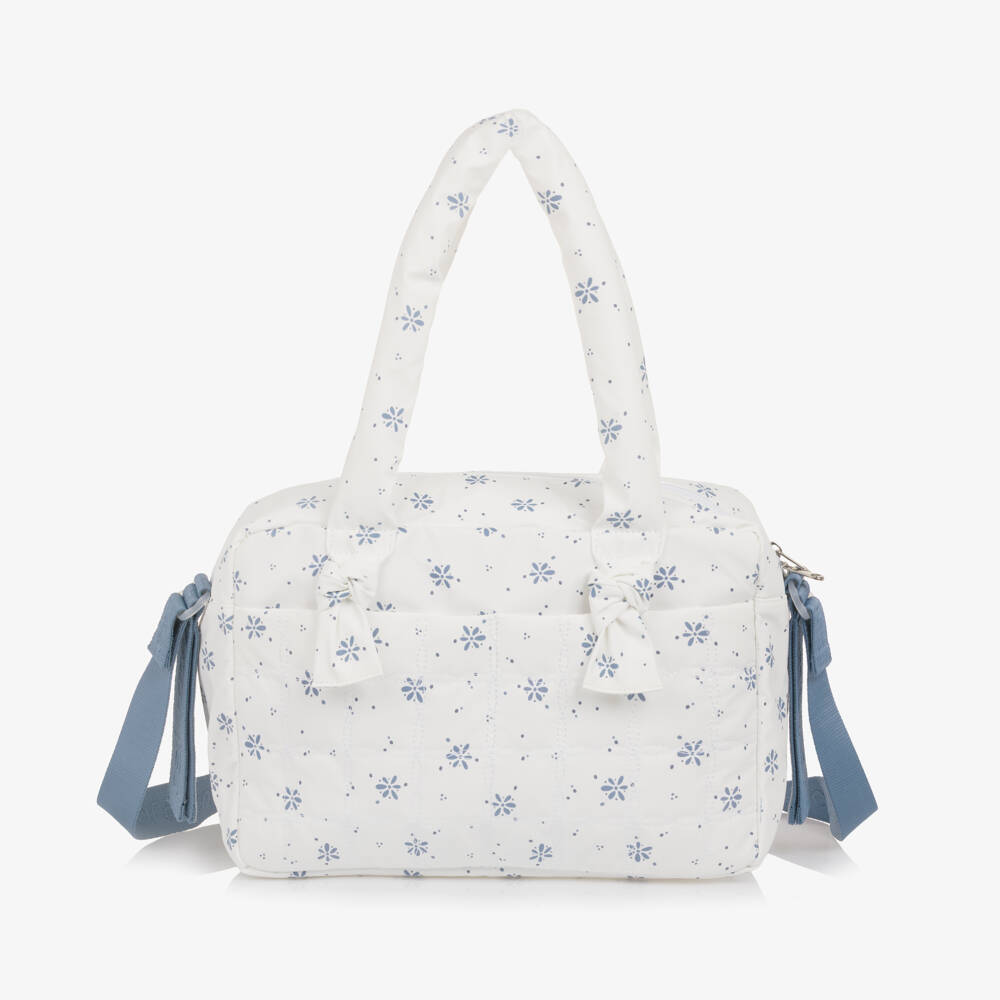 Mayoral Newborn-White & Blue Floral Print Changing Bag (38cm) | Childrensalon