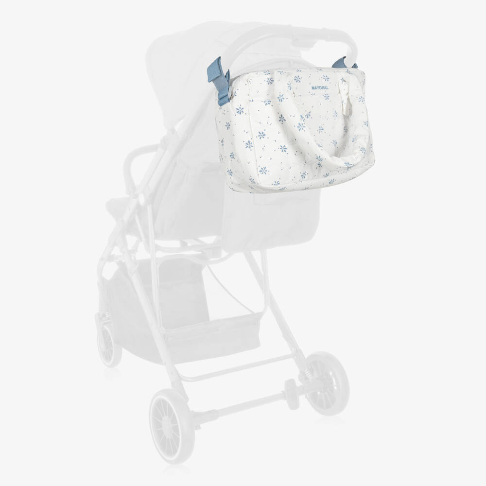 Mayoral Newborn-White & Blue Floral Print Changing Bag (38cm) | Childrensalon