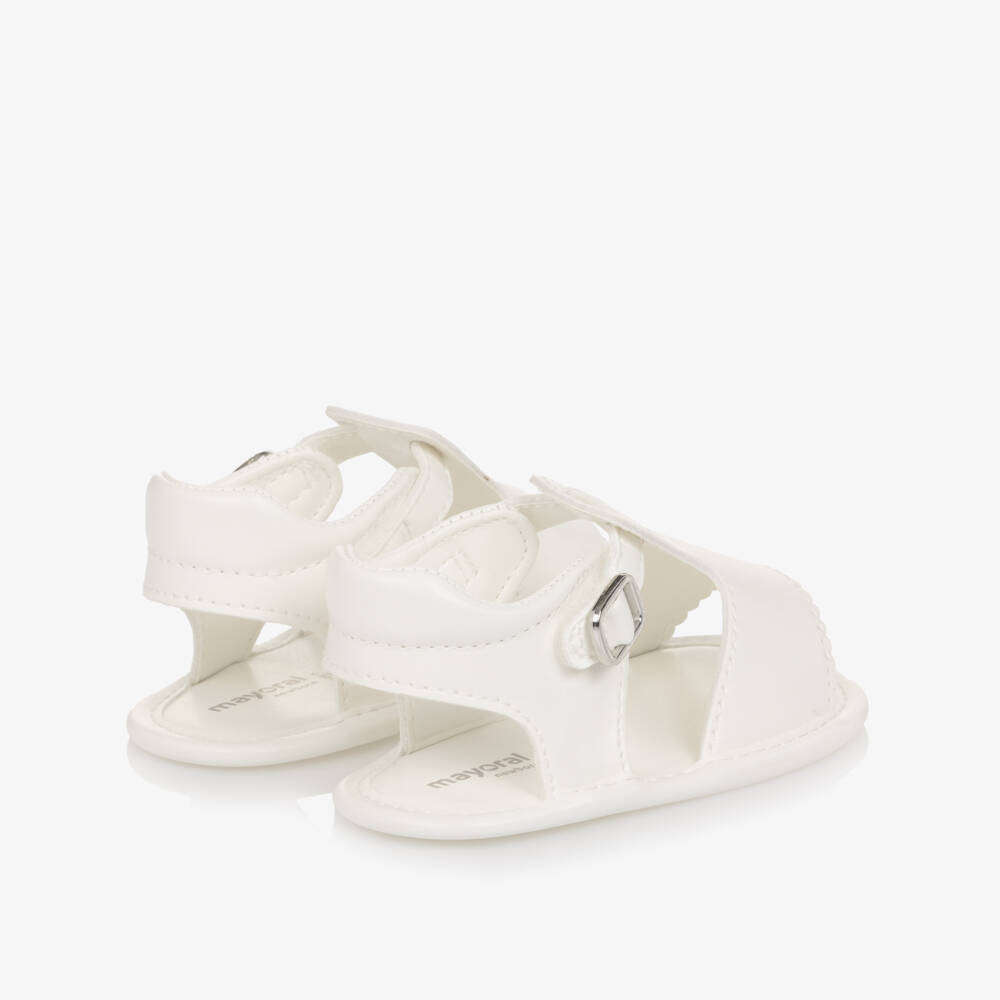 Mayoral Newborn-White Faux Leather Pre-Walker Sandals | Childrensalon