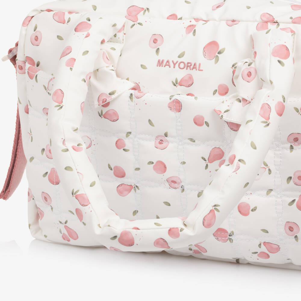 Mayoral Newborn-White & Pink Fruit Print Changing Bag (38cm) | Childrensalon