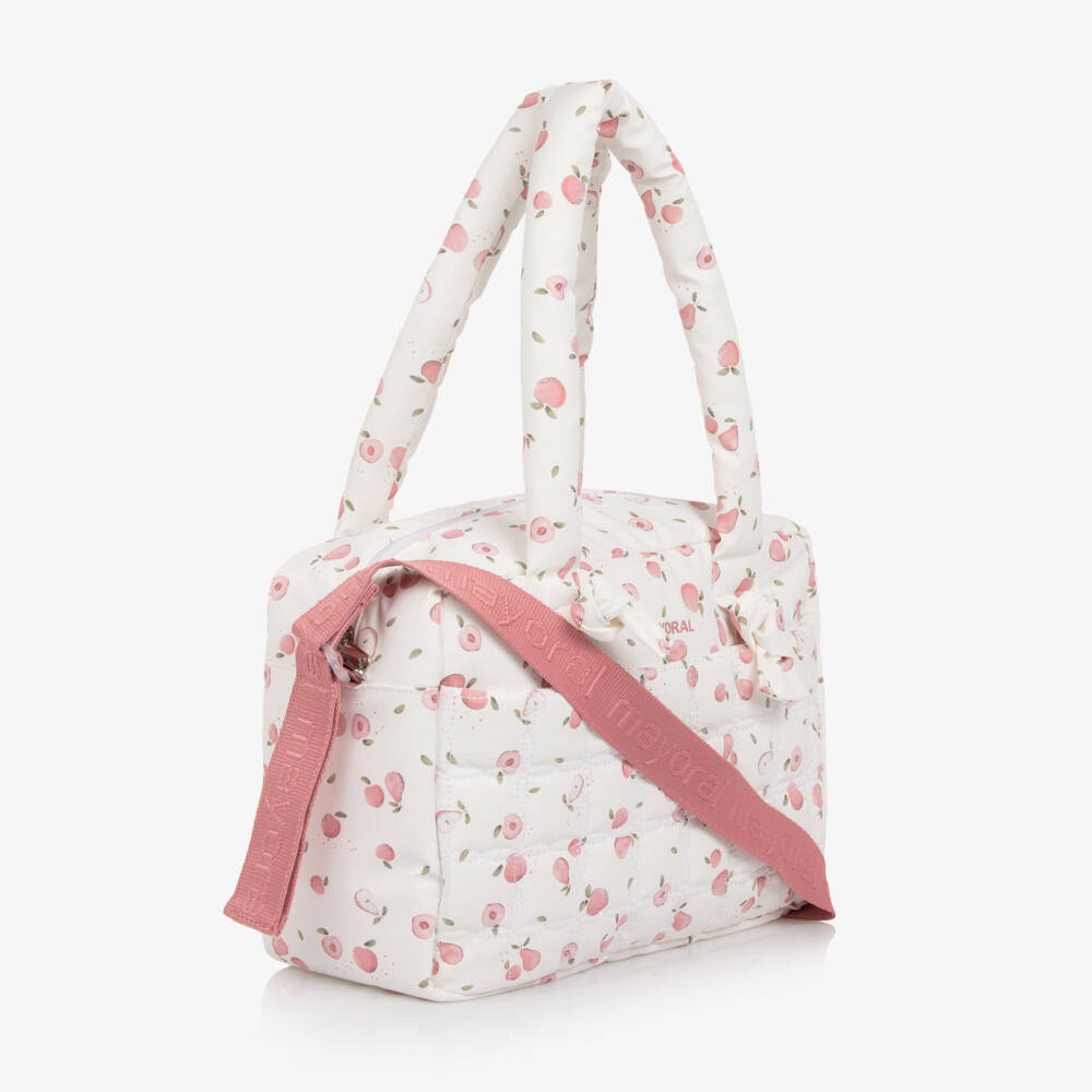 Mayoral Newborn-White & Pink Fruit Print Changing Bag (38cm) | Childrensalon