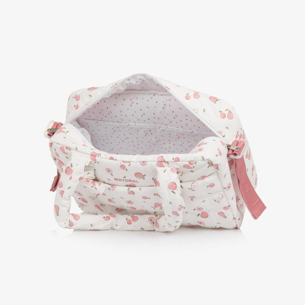 Mayoral Newborn-White & Pink Fruit Print Changing Bag (38cm) | Childrensalon