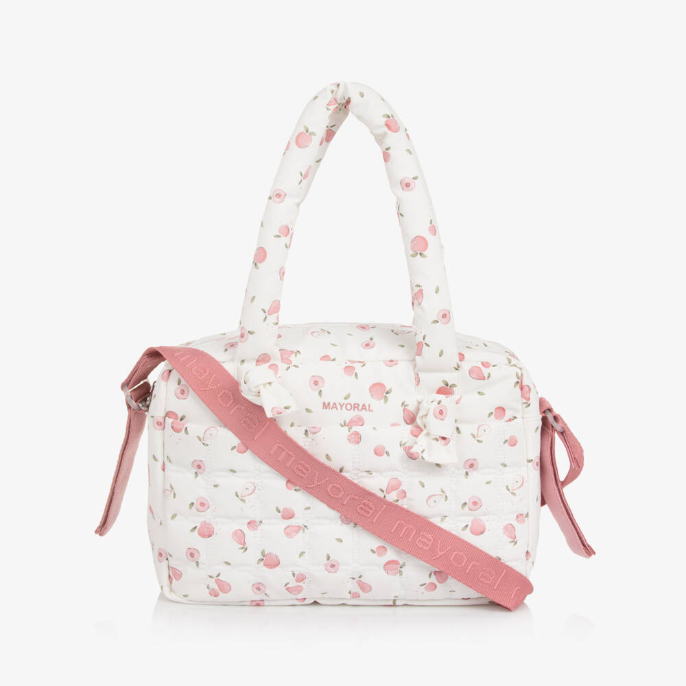Mayoral Newborn-White & Pink Fruit Print Changing Bag (38cm) | Childrensalon
