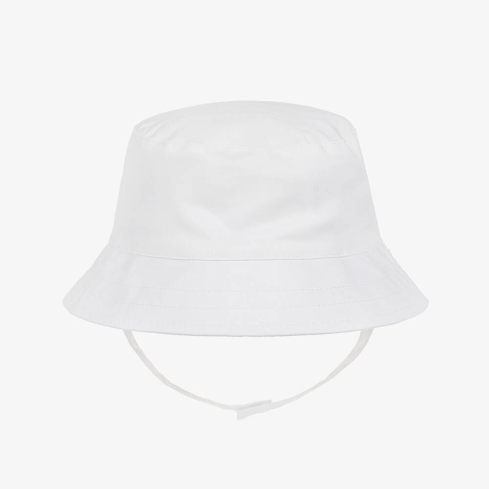 Mayoral Newborn-White Reversible Cotton Baby Hat | Childrensalon