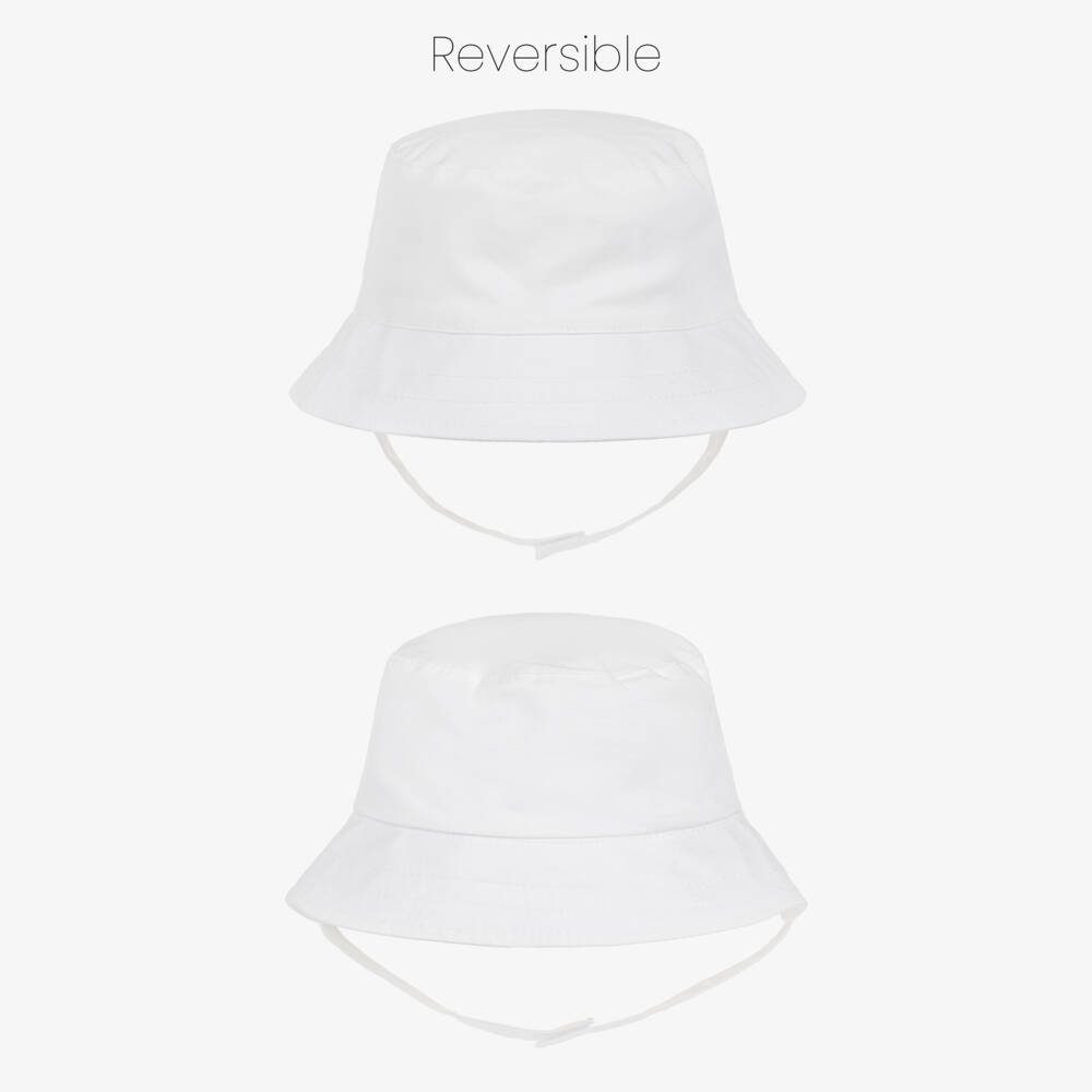 Mayoral Newborn-White Reversible Cotton Baby Hat | Childrensalon