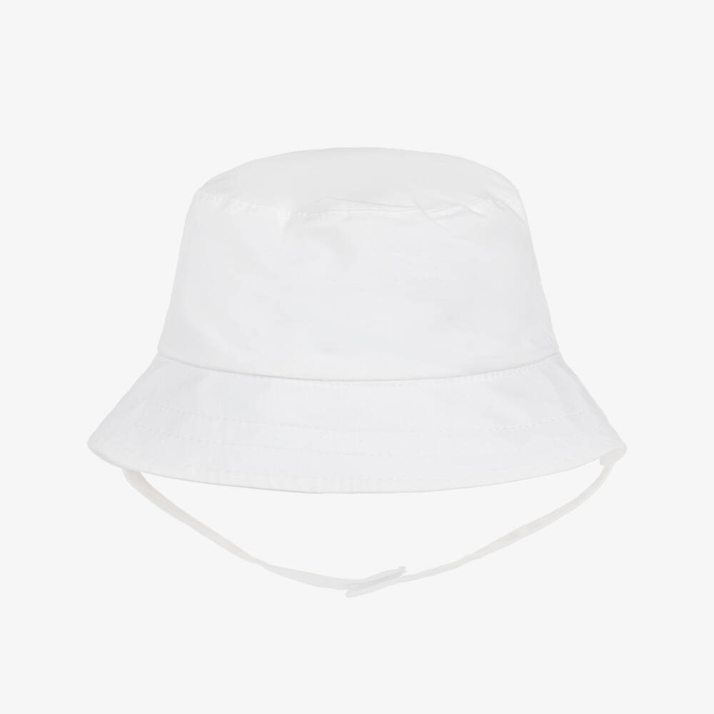 Mayoral Newborn-White Reversible Cotton Baby Hat | Childrensalon