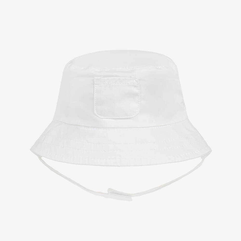 Mayoral Newborn-White Reversible Cotton Baby Hat | Childrensalon