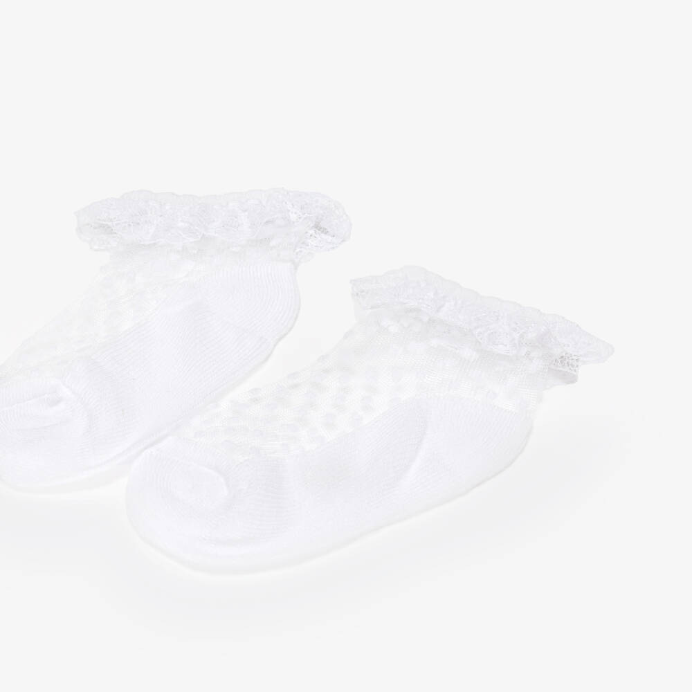 Mayoral-Girls White Tulle Socks with Ruffles (3 Pack) | Childrensalon