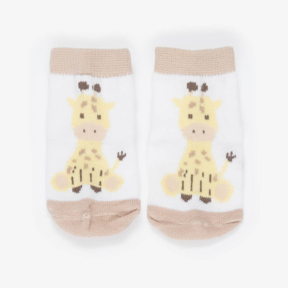 Mayoral Newborn-Yellow & Beige Safari Cotton Baby Socks (4 Pack) | Childrensalon