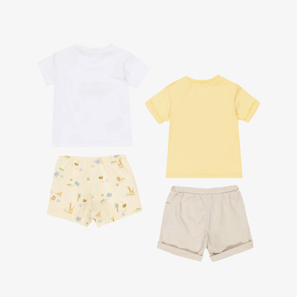 Mayoral Для новорожденных-Yellow Cotton Shorts Set with Safari Animals | Childrensalon