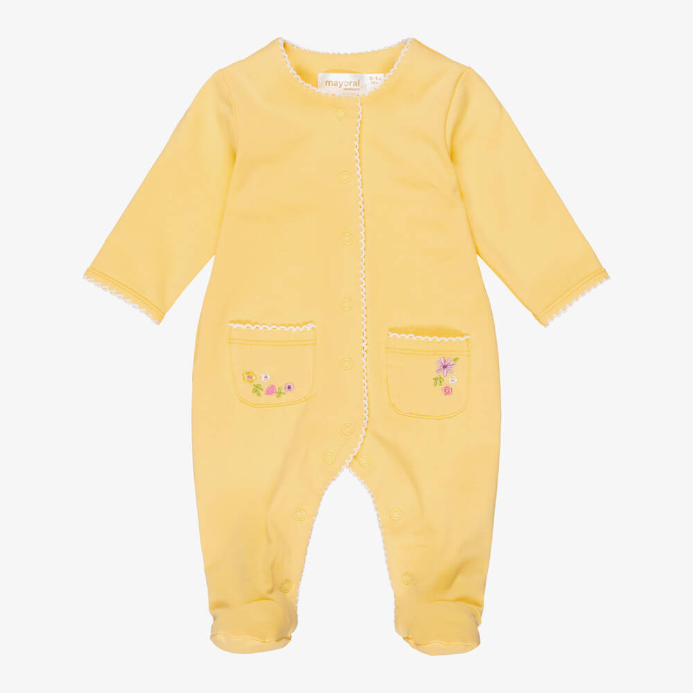 Mayoral Newborn-أفرول بيبي غرو بطبعة بالونات لون أبيض وأصفر (عدد 2) | Childrensalon