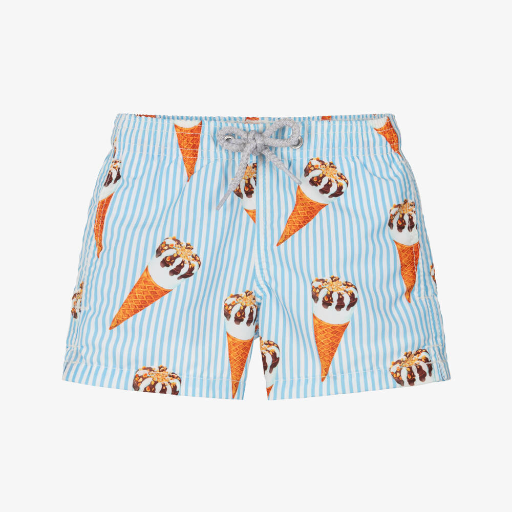 MC2 Saint Barth-Boys Blue Ice Cream Cone Swim Shorts | Childrensalon