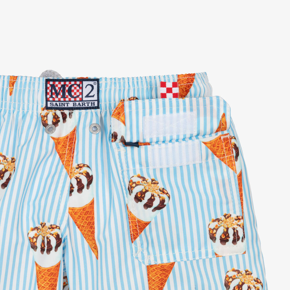 MC2 Saint Barth-Boys Blue Ice Cream Cone Swim Shorts | Childrensalon