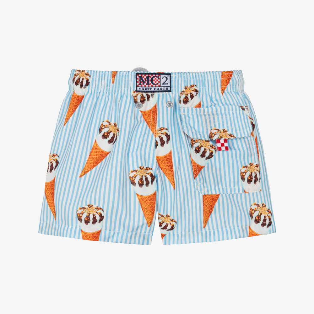 MC2 Saint Barth-Boys Blue Ice Cream Cone Swim Shorts | Childrensalon