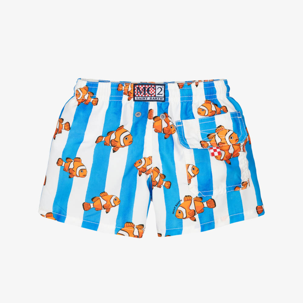 MC2 Saint Barth-Плавки-шорты в синюю полоску с принтом рыбок-клоунов для мальчиков | Childrensalon