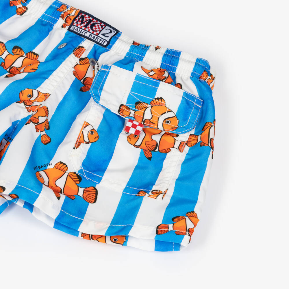 MC2 Saint Barth-Плавки-шорты в синюю полоску с принтом рыбок-клоунов для мальчиков | Childrensalon
