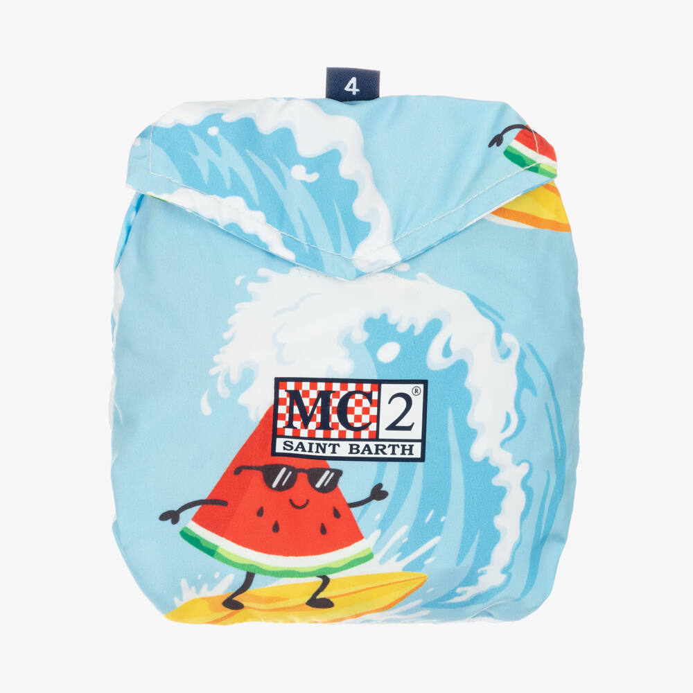 MC2 Saint Barth-Boys Blue Surfing Watermelon Print Swim Shorts | Childrensalon