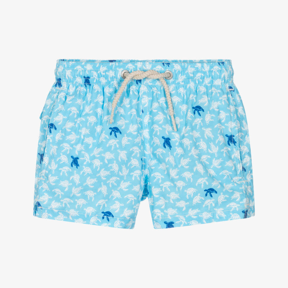 MC2 Saint Barth-Boys Blue Turtle Print Swim Shorts | Childrensalon
