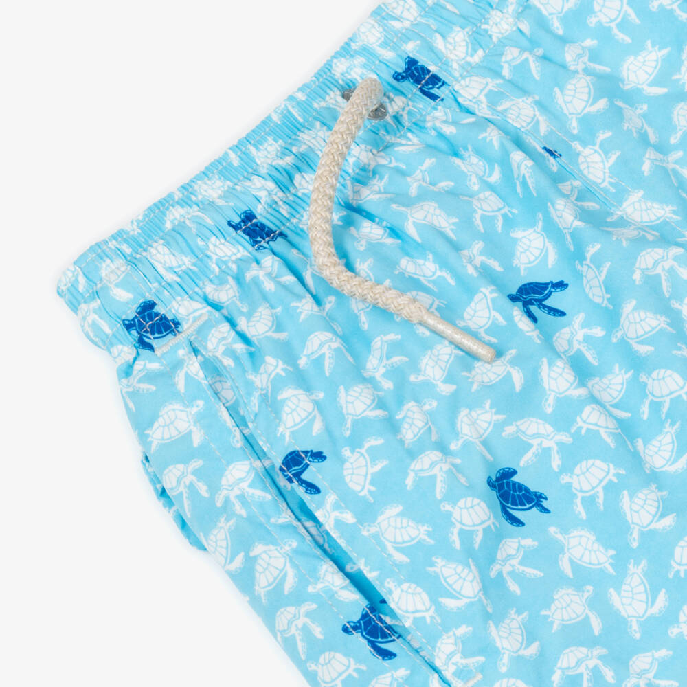 MC2 Saint Barth-Boys Blue Turtle Print Swim Shorts | Childrensalon