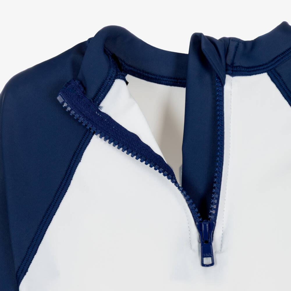 MC2 Saint Barth-توب سباحة بطبعة سنوبي لون أبيض وكحلي للأولاد (UPF50+) | Childrensalon