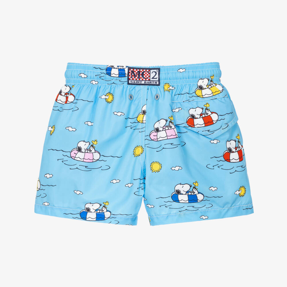 MC2 Saint Barth-Boys Bright Blue Snoopy Print Swim Shorts | Childrensalon