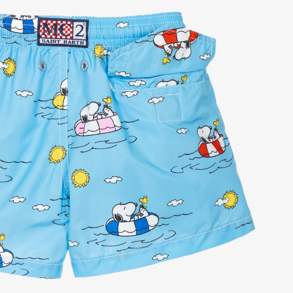 MC2 Saint Barth-Boys Bright Blue Snoopy Print Swim Shorts | Childrensalon