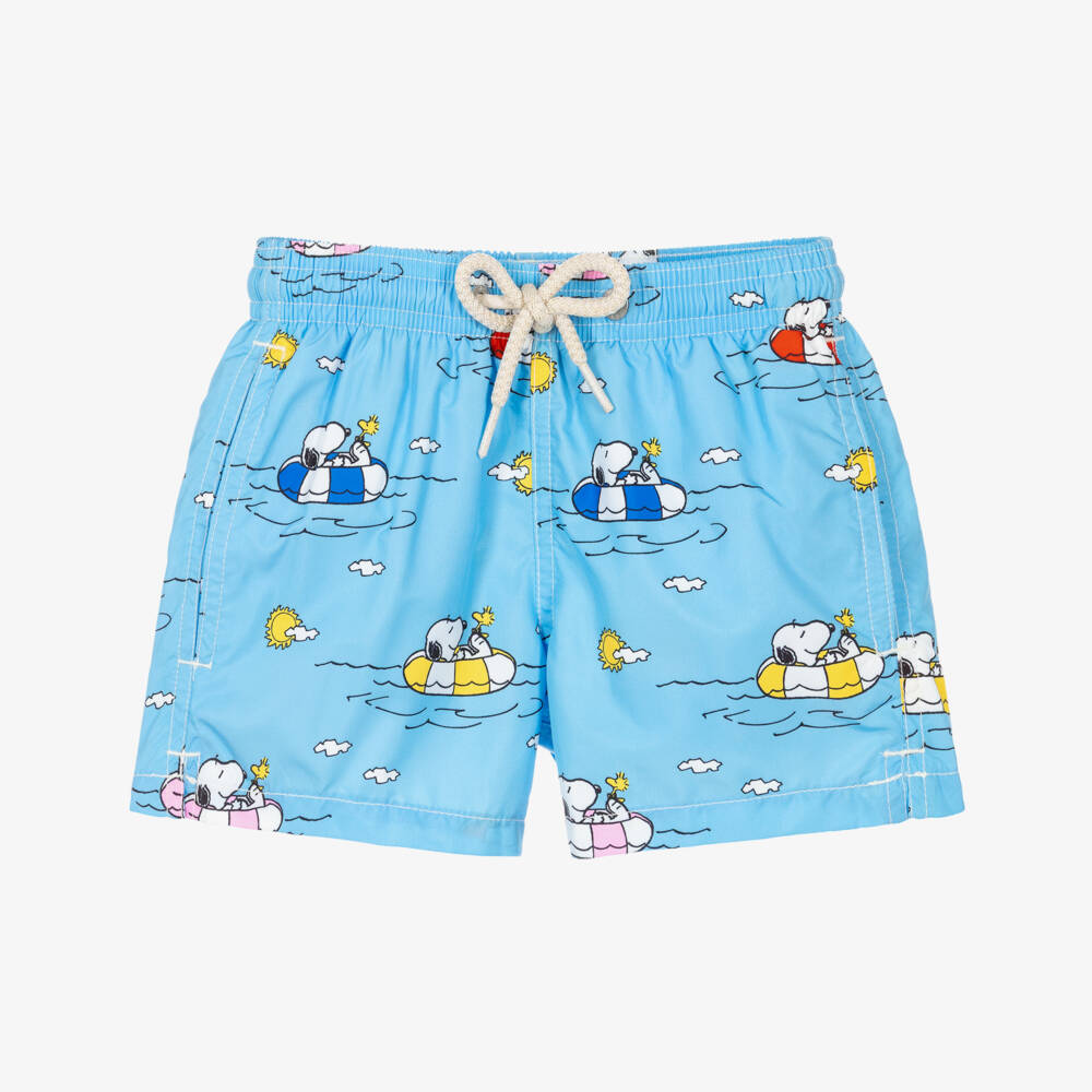 MC2 Saint Barth-Boys Bright Blue Snoopy Print Swim Shorts | Childrensalon