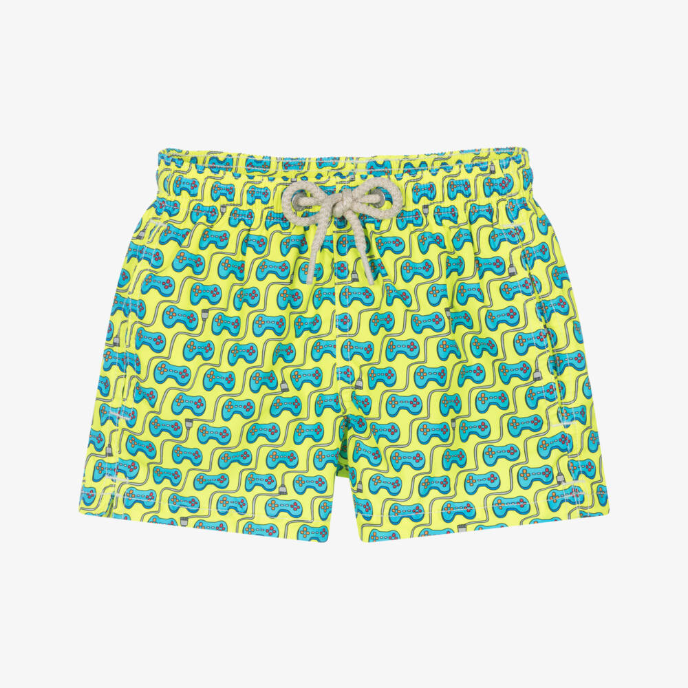 MC2 Saint Barth-Boys Bright Green Game Console Swim Shorts | Childrensalon