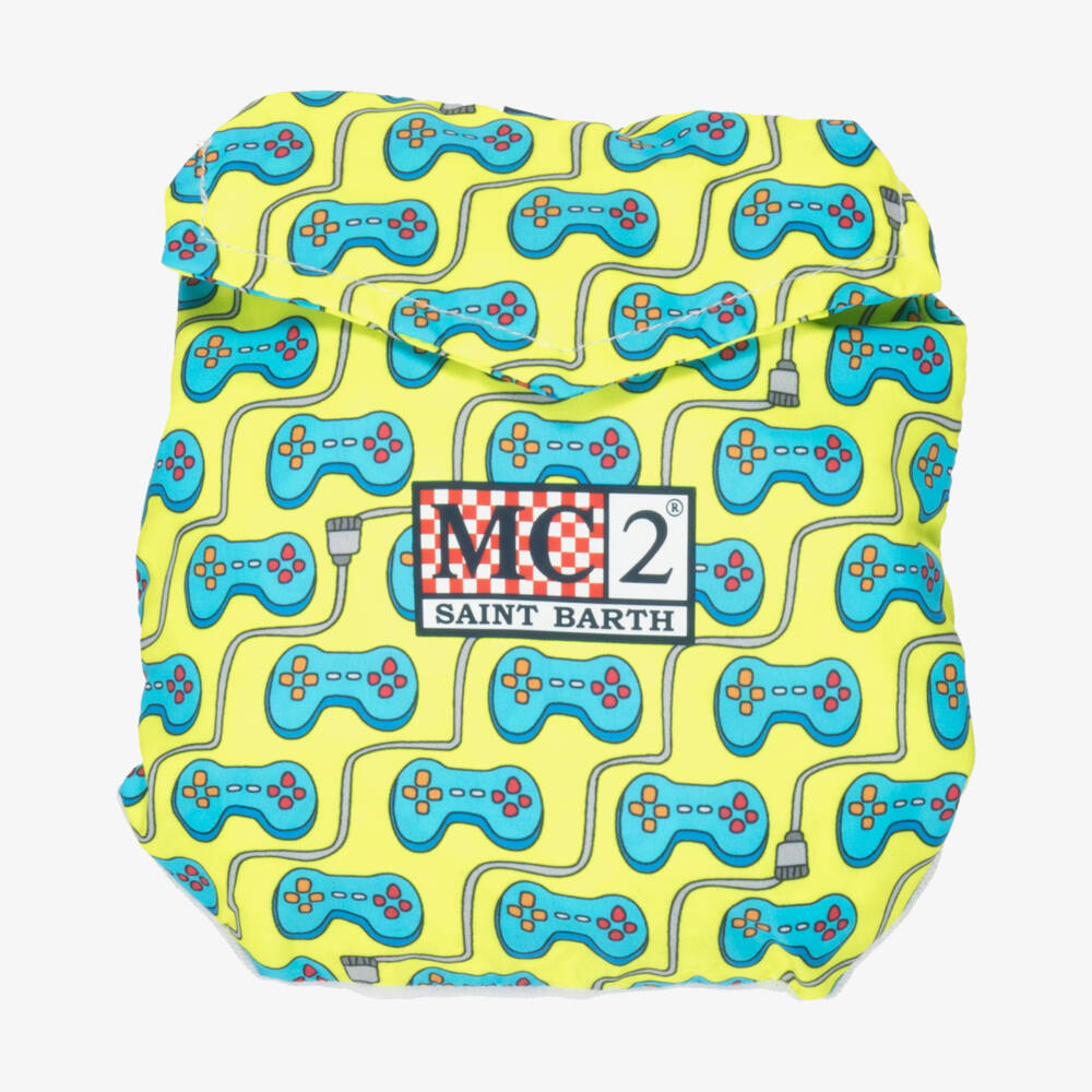 MC2 Saint Barth-Boys Bright Green Game Console Swim Shorts | Childrensalon