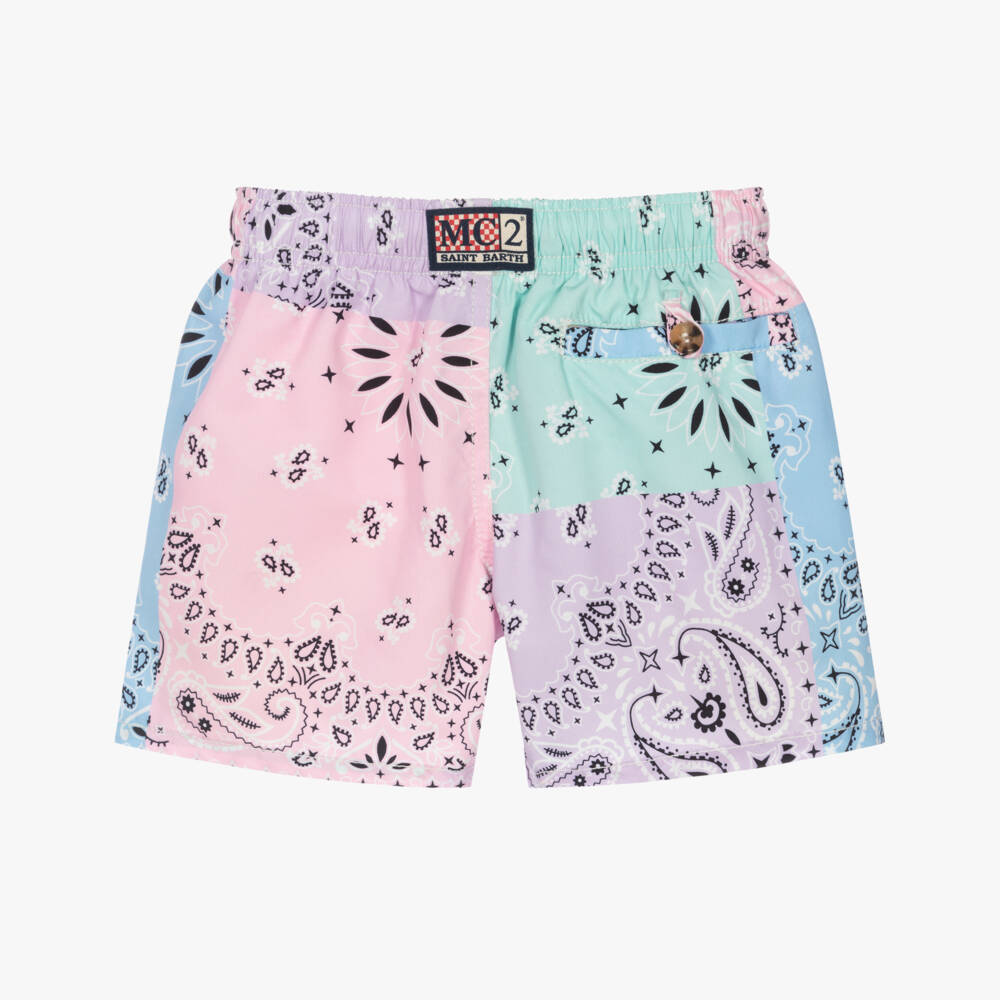 MC2 Saint Barth-Boys Colourblock Paisley Swim Shorts | Childrensalon