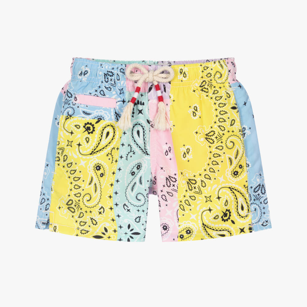 MC2 Saint Barth-Boys Colourblock Paisley Swim Shorts | Childrensalon