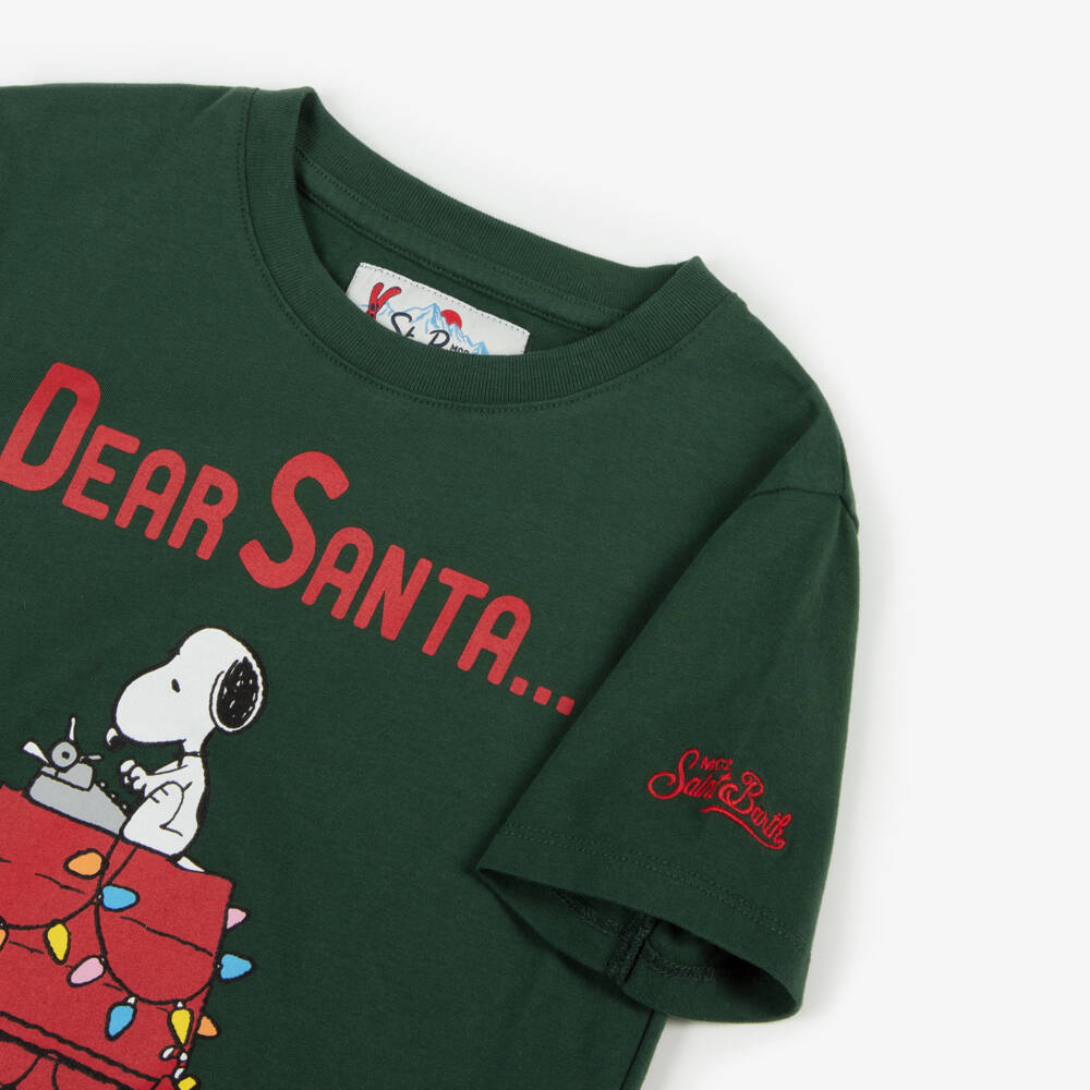 MC2 Saint Barth-Boys Green Dear Santa Peanuts T-Shirt | Childrensalon