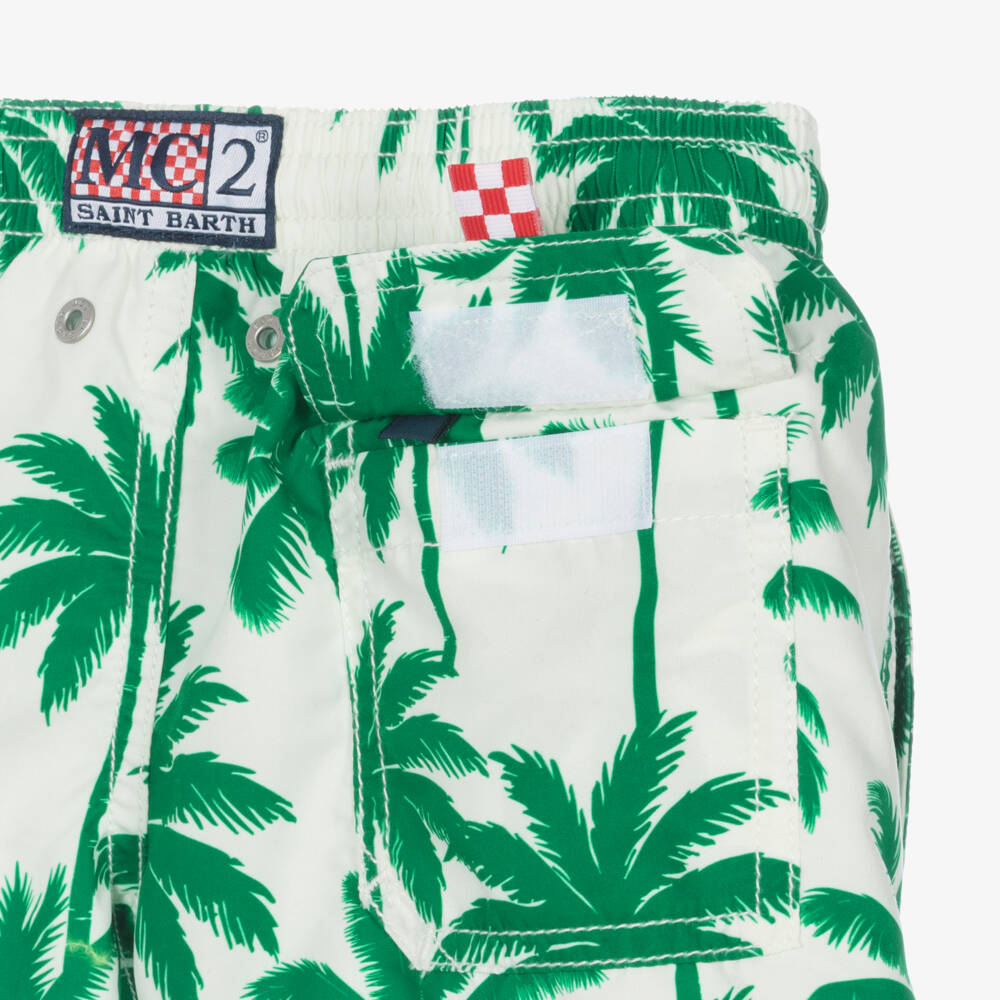 MC2 Saint Barth-Boys Green Palm Tree Swim Shorts | Childrensalon