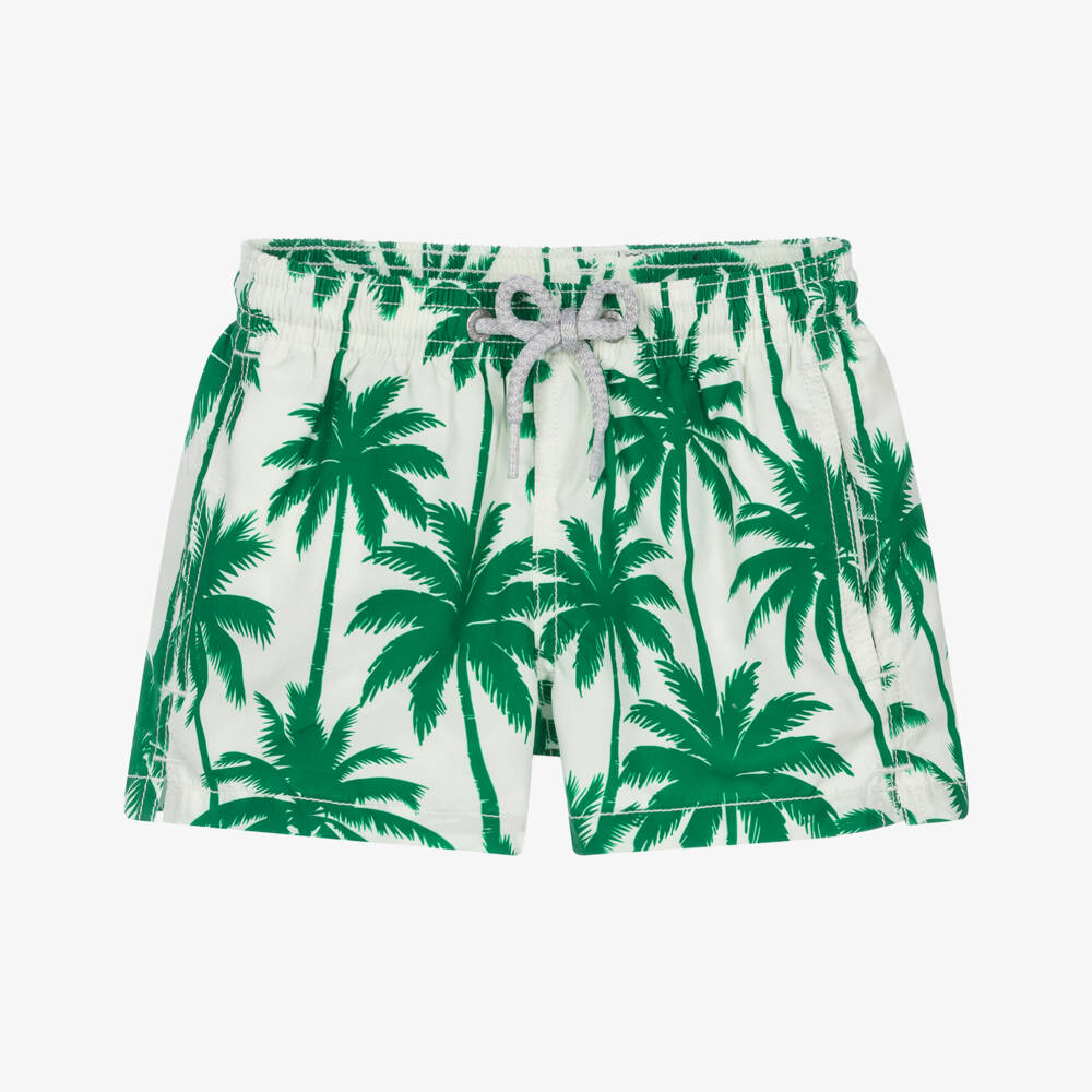MC2 Saint Barth-Boys Green Palm Tree Swim Shorts | Childrensalon