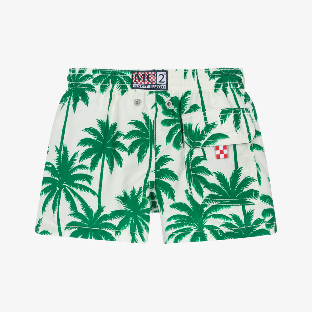 MC2 Saint Barth-Boys Green Palm Tree Swim Shorts | Childrensalon