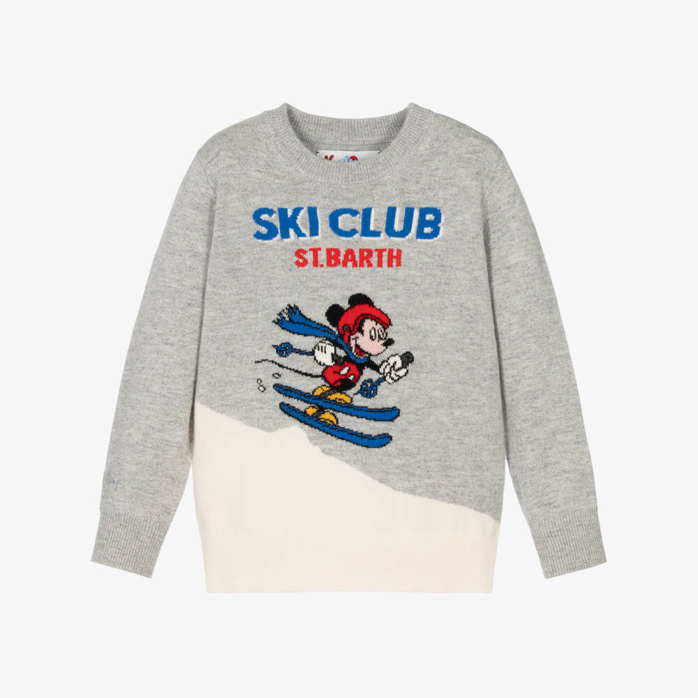 MC2 Saint Barth-Boys Grey Mickey Mouse Ski Club Sweater | Childrensalon