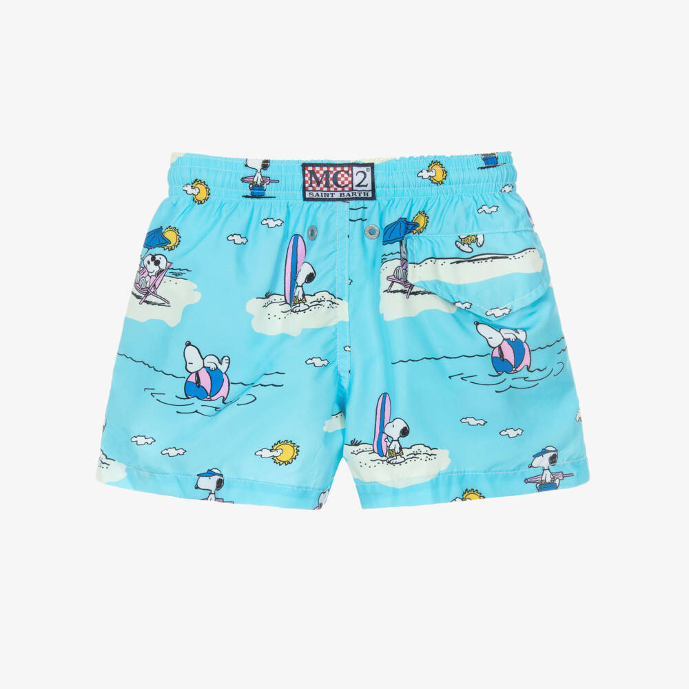 MC2 Saint Barth-Boys Light Blue Peanuts Swim Shorts | Childrensalon