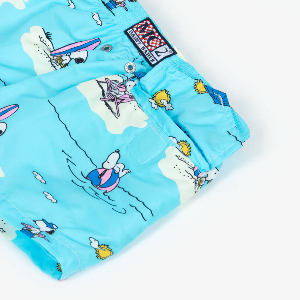 MC2 Saint Barth-Boys Light Blue Peanuts Swim Shorts | Childrensalon